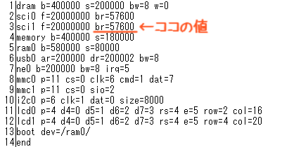 config.sys sci1のボーレート