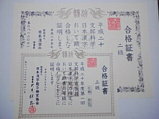 合格証書