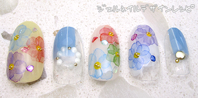 カラフル花ネイル横