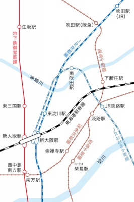 南吹田駅 JR淡路駅 地図