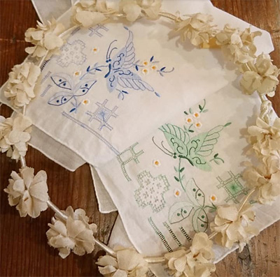 美しいスワトウ刺繍のハンカチ