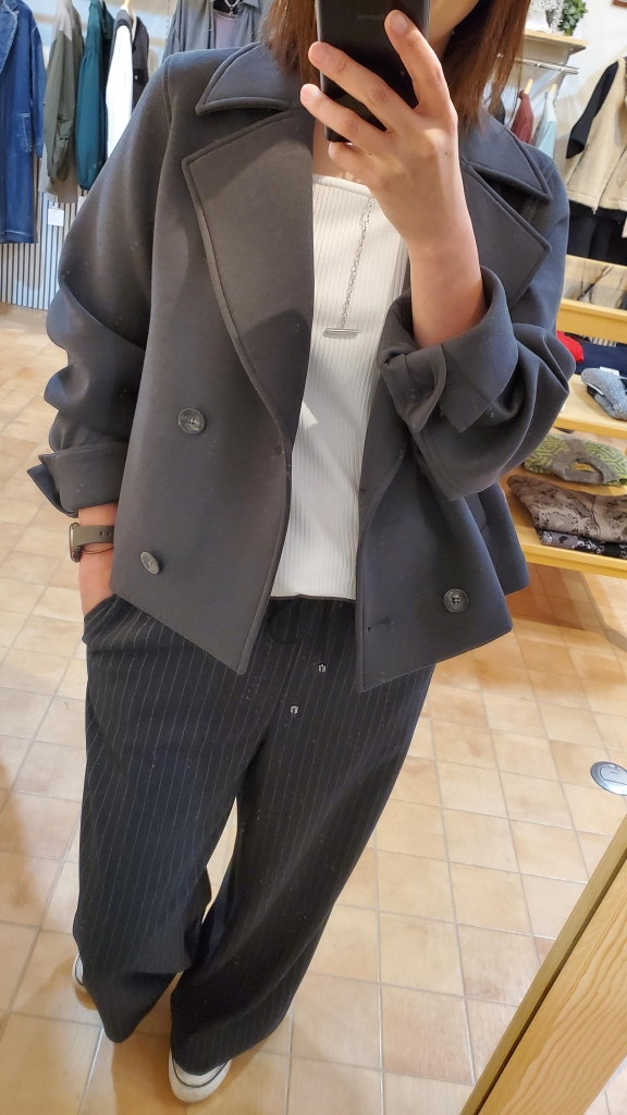 YENN ピーコート gray ウールリバーピーコート | AND ON JIONE