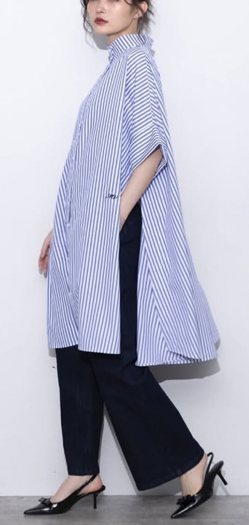 [MARGAUX VINTAGE 26SS) BL オーバースリットストライプ MARGAUX VINTAGE〉オーバースリットストライプシャツ☆ | s.cute 青森店