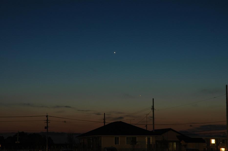 夕空の金星と水星