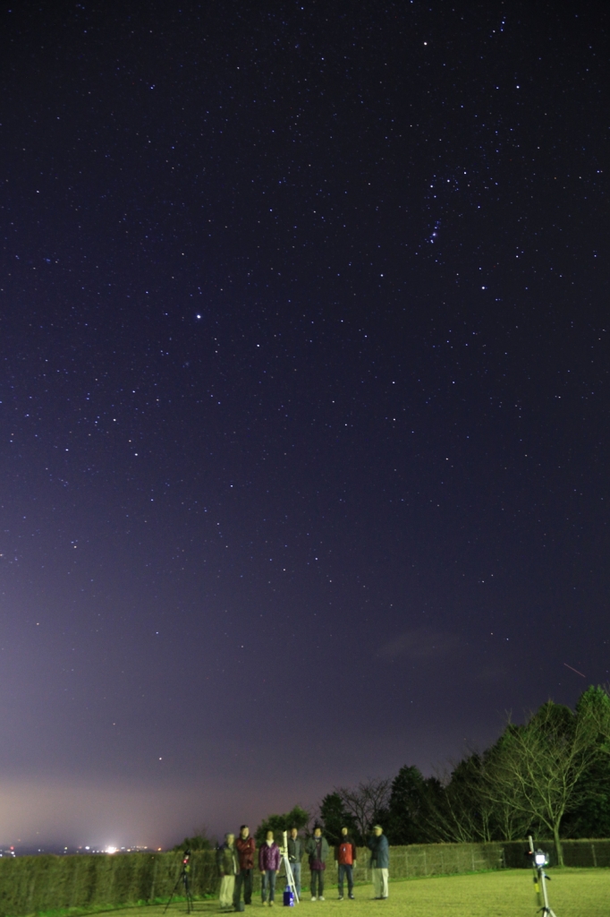 冬の星座と記念撮影