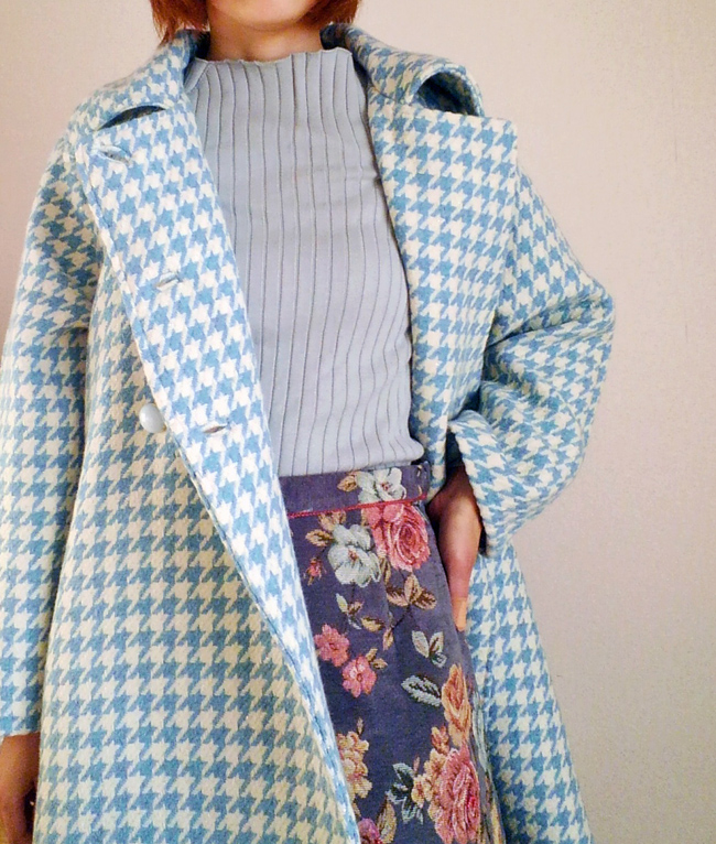 水色の千鳥格子ツイードのコート | 縫ーベルヴァーグ