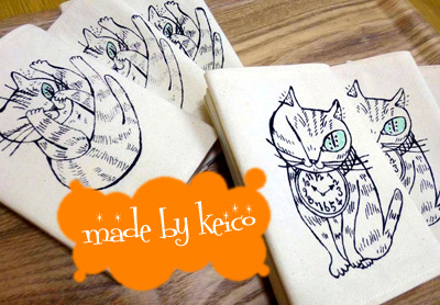 猫イラストのブックカバー/made by keico