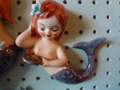 ヴィンテージ　人魚　壁掛け　①玉持ち　未使用 ビンテージ マーメイド 壁掛け 人魚 WALL DECO Lefton 50'S | BIG MAMA