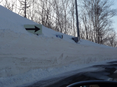 路肩に積もった雪