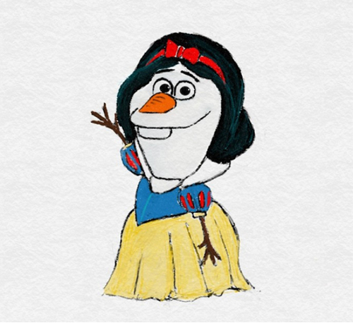 もしも アナと雪の女王 のオラフがディズニープリンセスになったら イラスト8枚 ディズニー裏話 雑学 トリビアが2 000話以上 ディズニーブログ じゃみログ