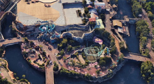 ディズニーシーを3Dの航空写真で眺めるとこうなっていた_マーメイドラグーン