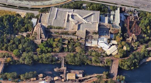 ディズニーシーを3Dの航空写真で眺めるとこうなっていた_ロストリバーデルタ