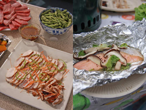 ポンパパ特製サラダと鮭のホイル焼き