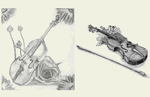 ヴァイオリンと花の画像