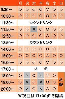 市野校の時間割表