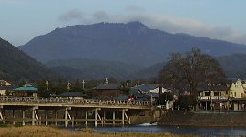 愛宕山(手前は渡月橋)