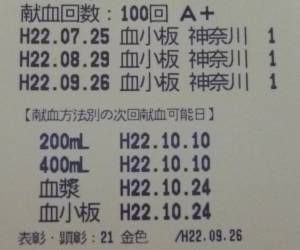 献血100回目