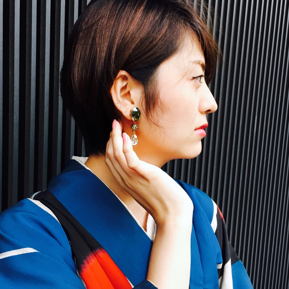 【JULICA ジュリカ】スワロフスキーイヤリング「デビュー!」と着物のコーデ