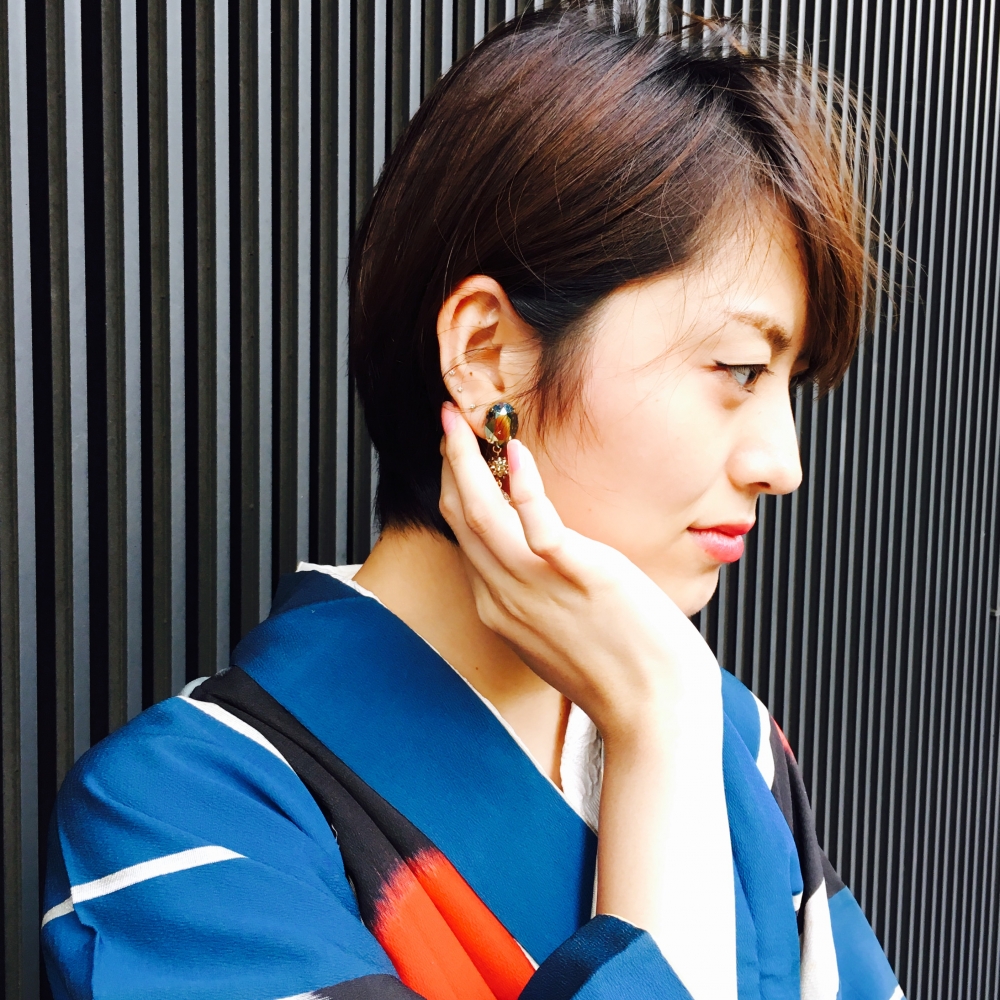 【JULICA ジュリカ】スワロフスキーイヤリング「デビュー!」と着物のコーデ