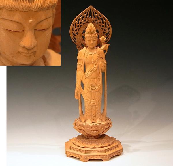 オンライン売り出し 木像 聖観音菩薩 仏像 彫刻 手彫り 仏教 骨董 