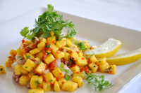 Shrimp with mango salsa(120B)