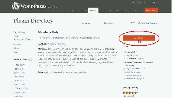 wordpress plugin(members-only)