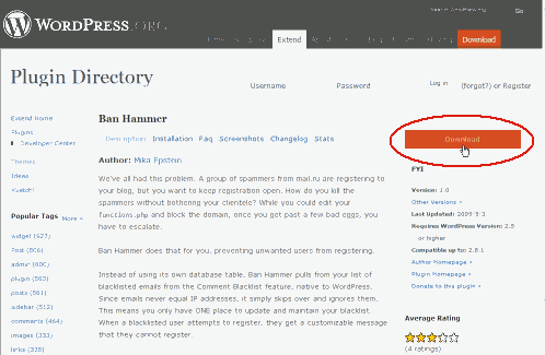 wordpress plugin(ban-hammer)