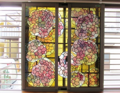 桜のステンドグラスパネル Tさん ステンドグラス教室 生徒さん作品
