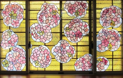 桜のステンドグラスパネル Tさん ステンドグラス教室 生徒さん作品