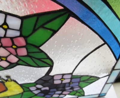 紫陽花と虹のパネル Tさん ステンドグラス教室 生徒さん作品 | まりね通信