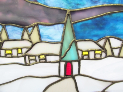 星空と雪の風景 Mさん ステンドグラス教室 生徒さん作品 | まりね通信