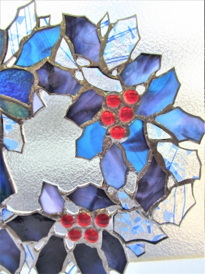 ステンドグラス クリスマスリース 柊とリボン Mさん ステンド