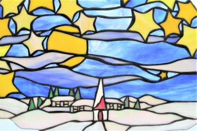 ステンドグラス　パネル　モザイクアート　雪景色 ステンドグラス パネル モザイクアート 雪景色 2023.11.28 そして去年