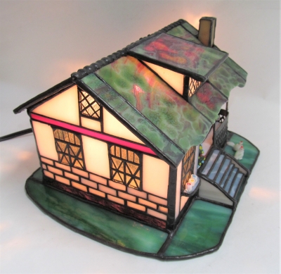 ステンドグラス ハウスランプ1 Mさん ステンドグラス教室生徒さん作品