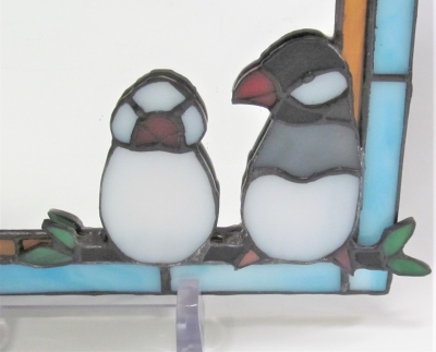 桜と文鳥のミラー Oさん ステンドグラス教室生徒さん作品 | まりね通信