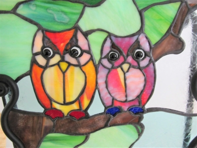 22 家具・インテリア ステンドグラス ウエルカムボード ふくろう