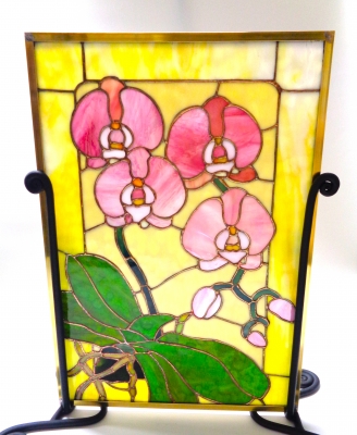 蘭の花のパネル Oさん ステンドグラス教室生徒さん作品 | まりね通信