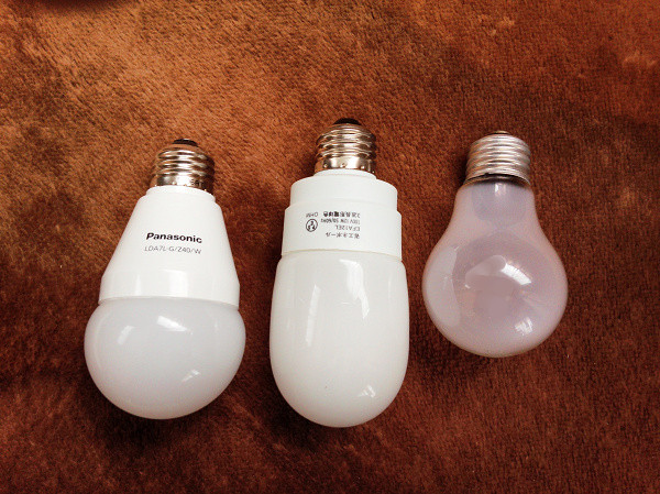 大きさ LED電球 電球型蛍光灯 白熱電球