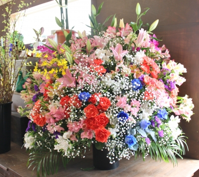 開店祝 スタンド花 いわき市 小名浜の花屋 花国湘南台店