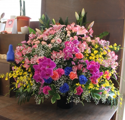 開店祝 スタンド花 いわき市 小名浜の花屋 花国湘南台店