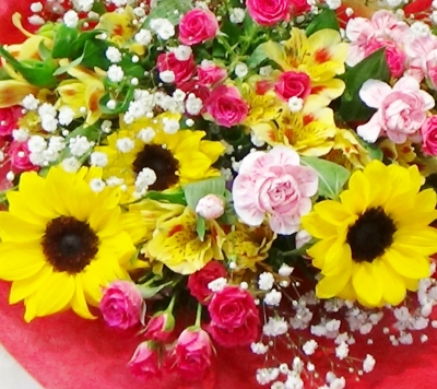 ひまわり 花束 ギフト 誕生日 いわき市 小名浜の花屋 花国湘南台店