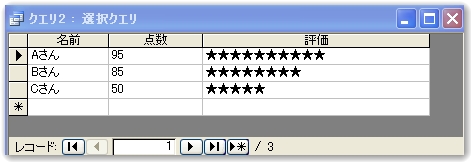 Access(アクセス)クエリ 星表現