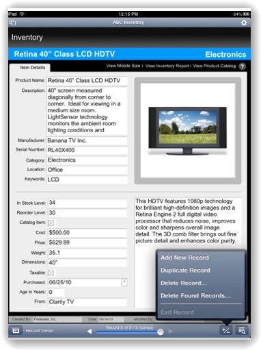 FileMaker Go for iPad 画像3