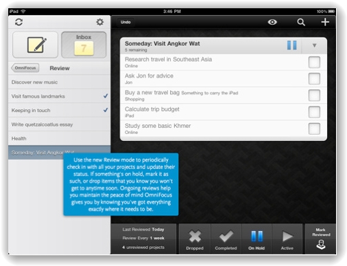 OmniFocus for iPad 画面4