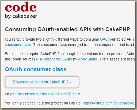 OAuth consumers for CakePHP - by cakebaker