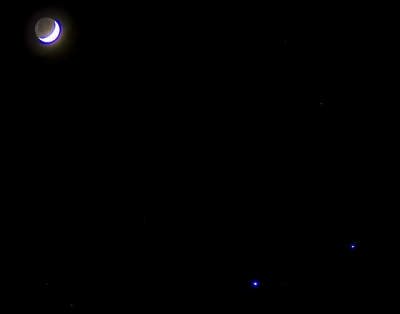 三日月と金星と木星