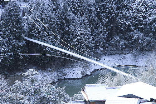 雪化粧の十津川温泉