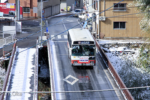 雪化粧の十津川温泉