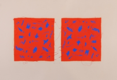 現代アートの画家・長谷川勢津子の抽象画「赤い糸」名作です！ | 絵屋 
