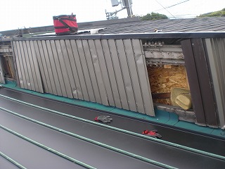 カラートタン・防水シート施工中